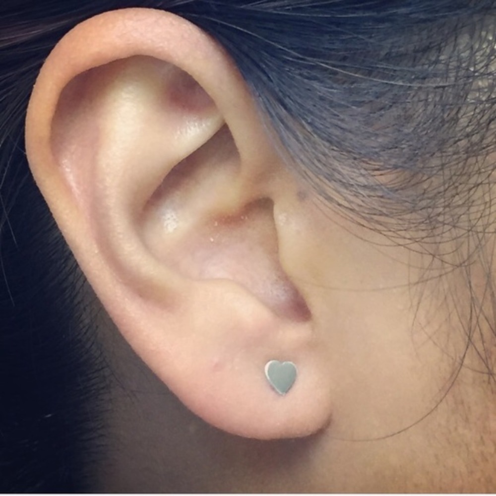 Sterling Silver Tiny Heart Studs